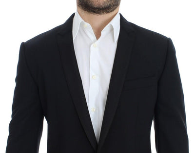 Black wool stretch slim fit blazer