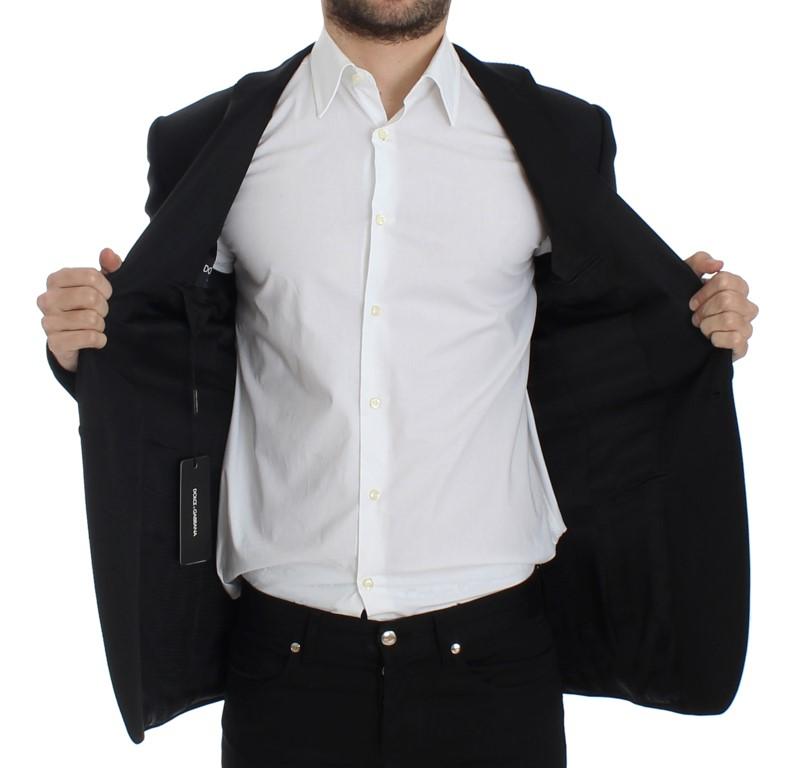 Black wool stretch slim fit blazer