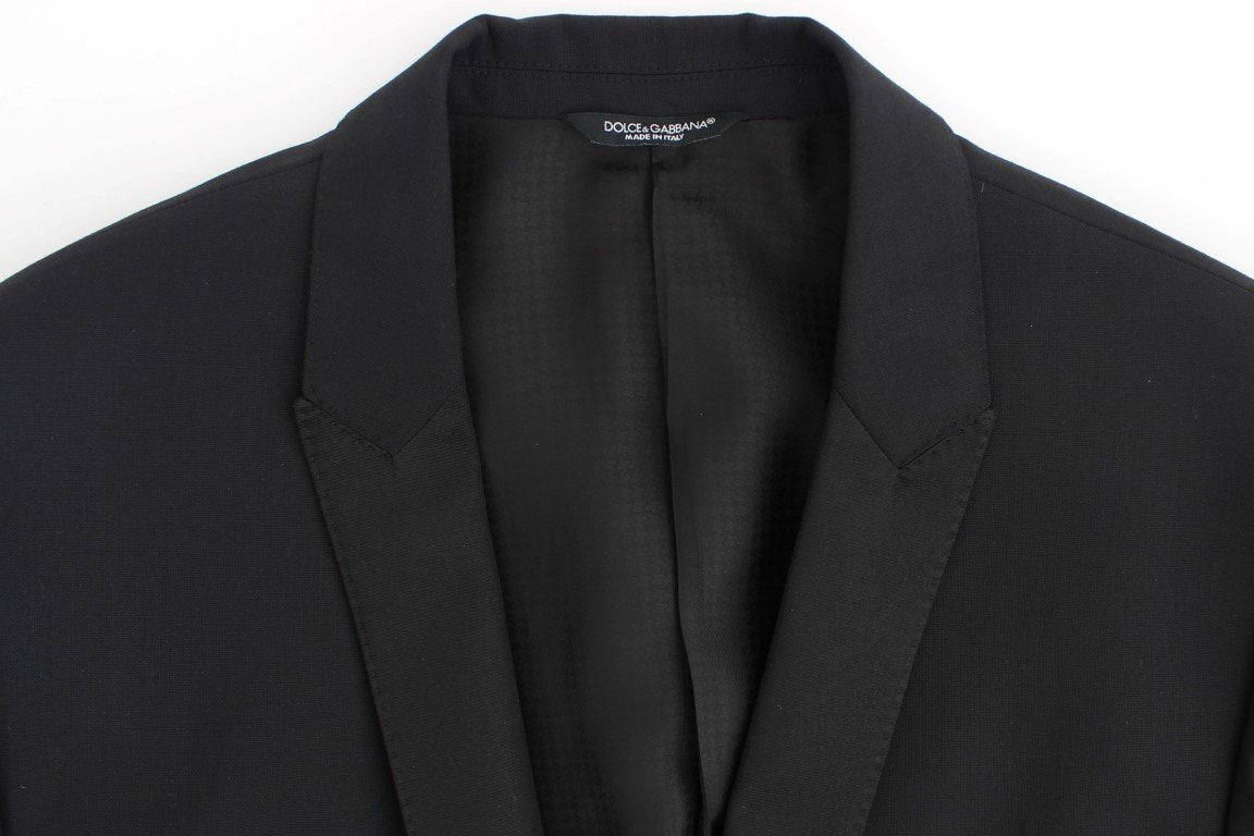 Black wool stretch slim fit blazer