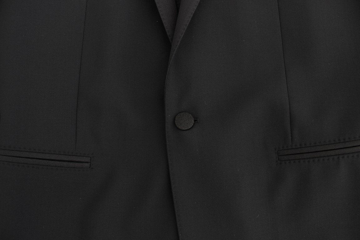 Black wool stretch slim fit blazer