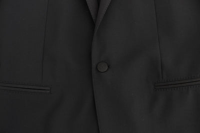 Black wool stretch slim fit blazer