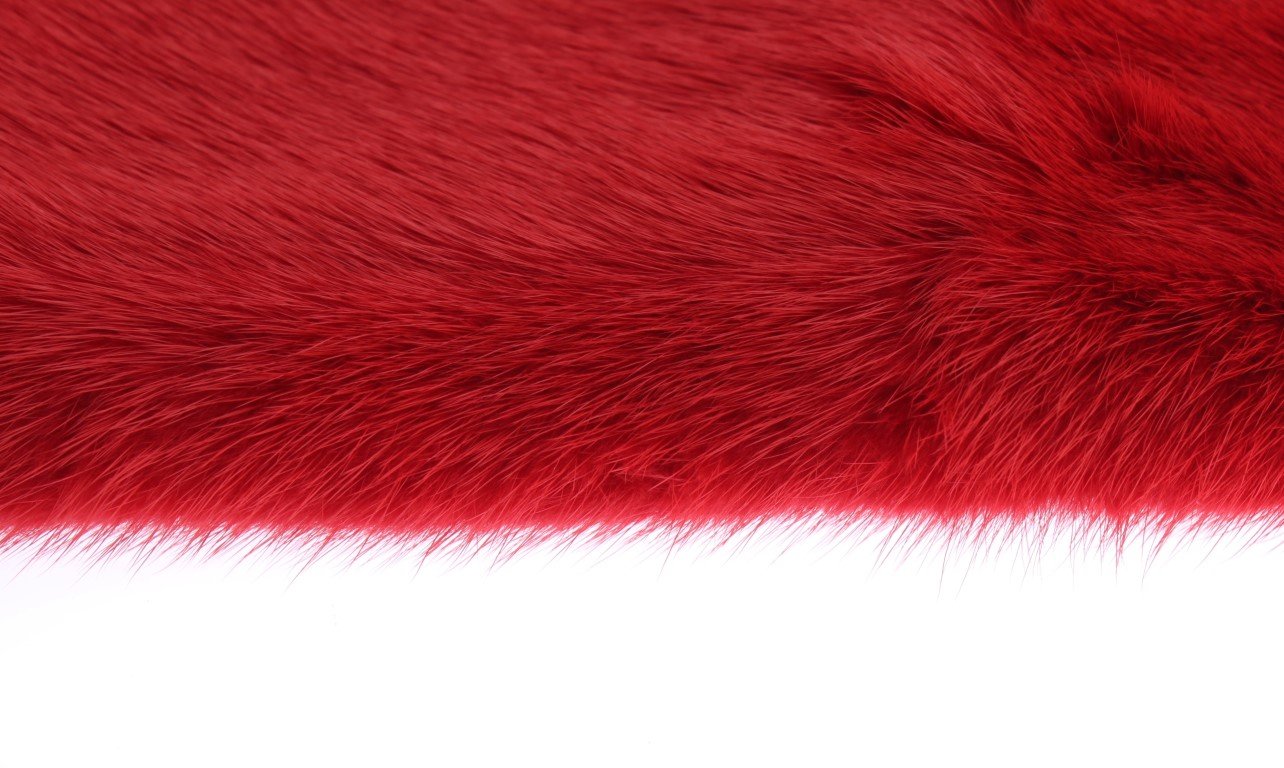Red Leather Mink Fur Elbow Gloves