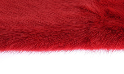 Red Leather Mink Fur Elbow Gloves