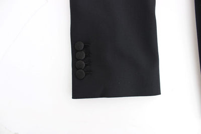 Black wool stretch slim fit blazer