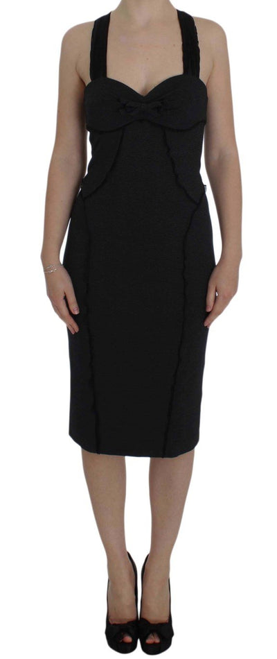 Gray Sheath Stretch Knee Length Dress