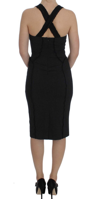 Gray Sheath Stretch Knee Length Dress