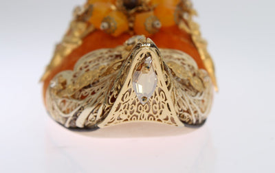 Orange Crystal Slides Flat Sandals