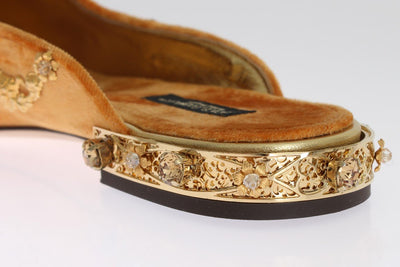 Orange Crystal Slides Flat Sandals