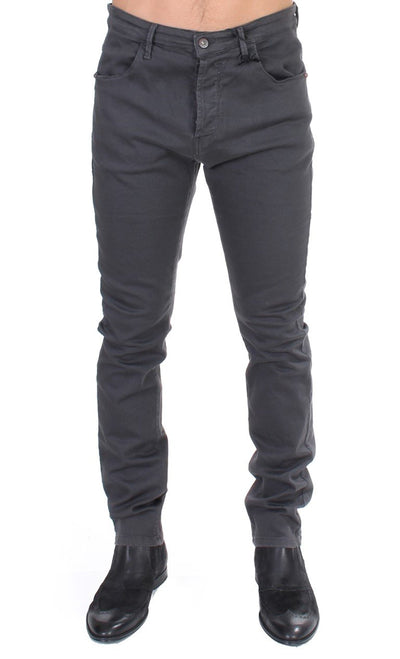 Gray cotton stretch slim fit jeans
