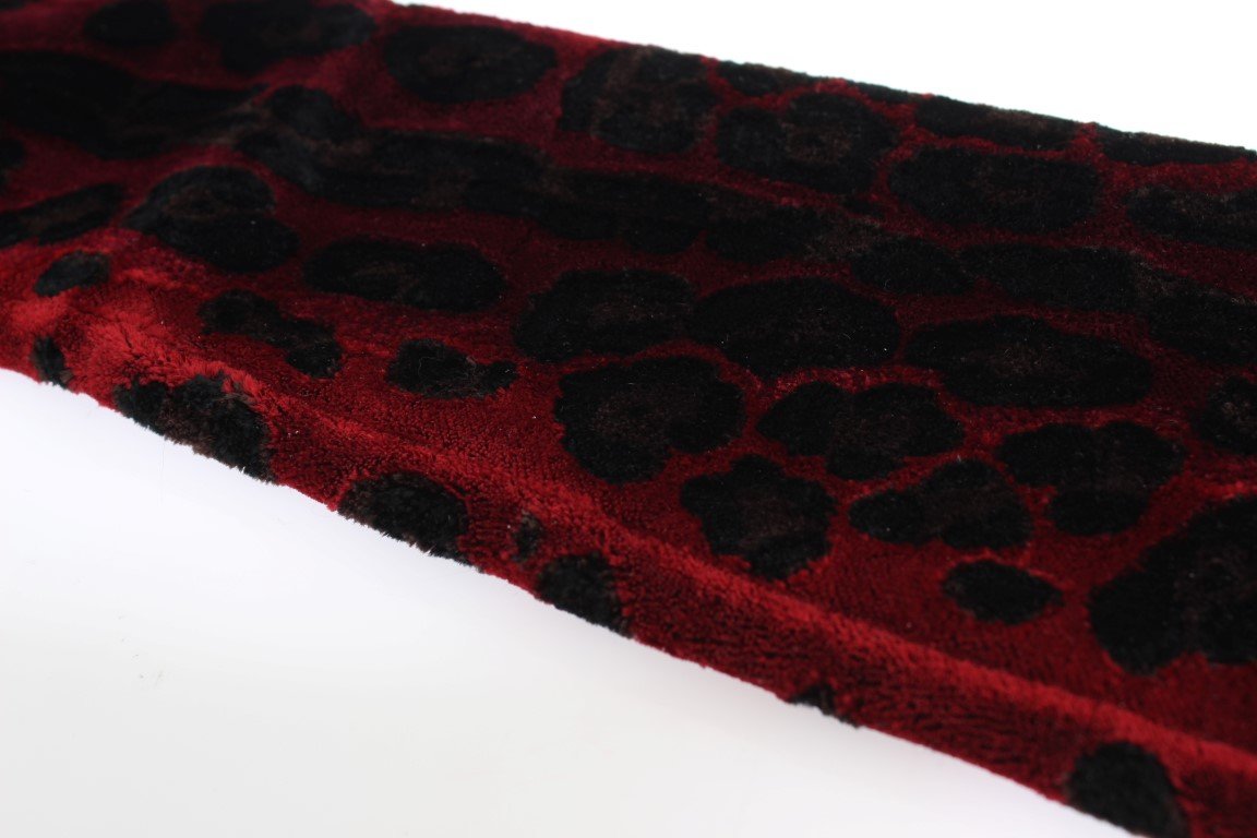 Red Black Leopard Leather Elbow Gloves