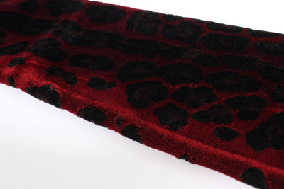Red Black Leopard Leather Elbow Gloves