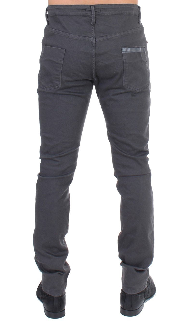 Gray cotton stretch slim fit jeans