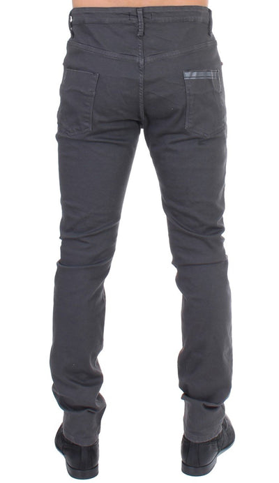 Gray cotton stretch slim fit jeans
