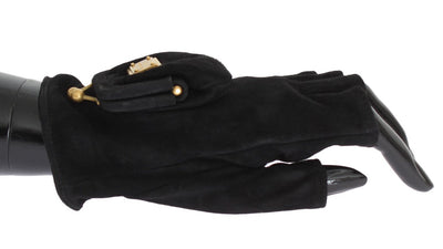 Black Leather Fingerless Gloves