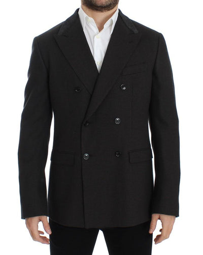 Brown wool slim fit blazer