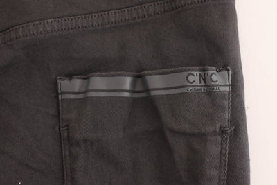 Gray cotton stretch slim fit jeans