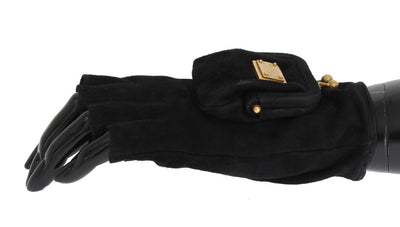 Black Leather Fingerless Gloves