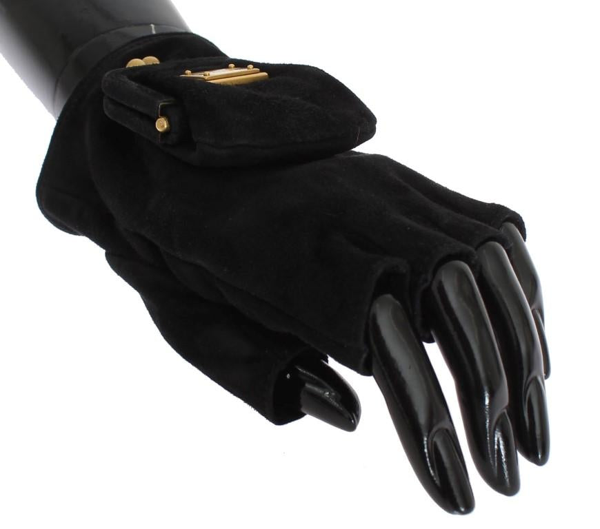 Black Leather Fingerless Gloves