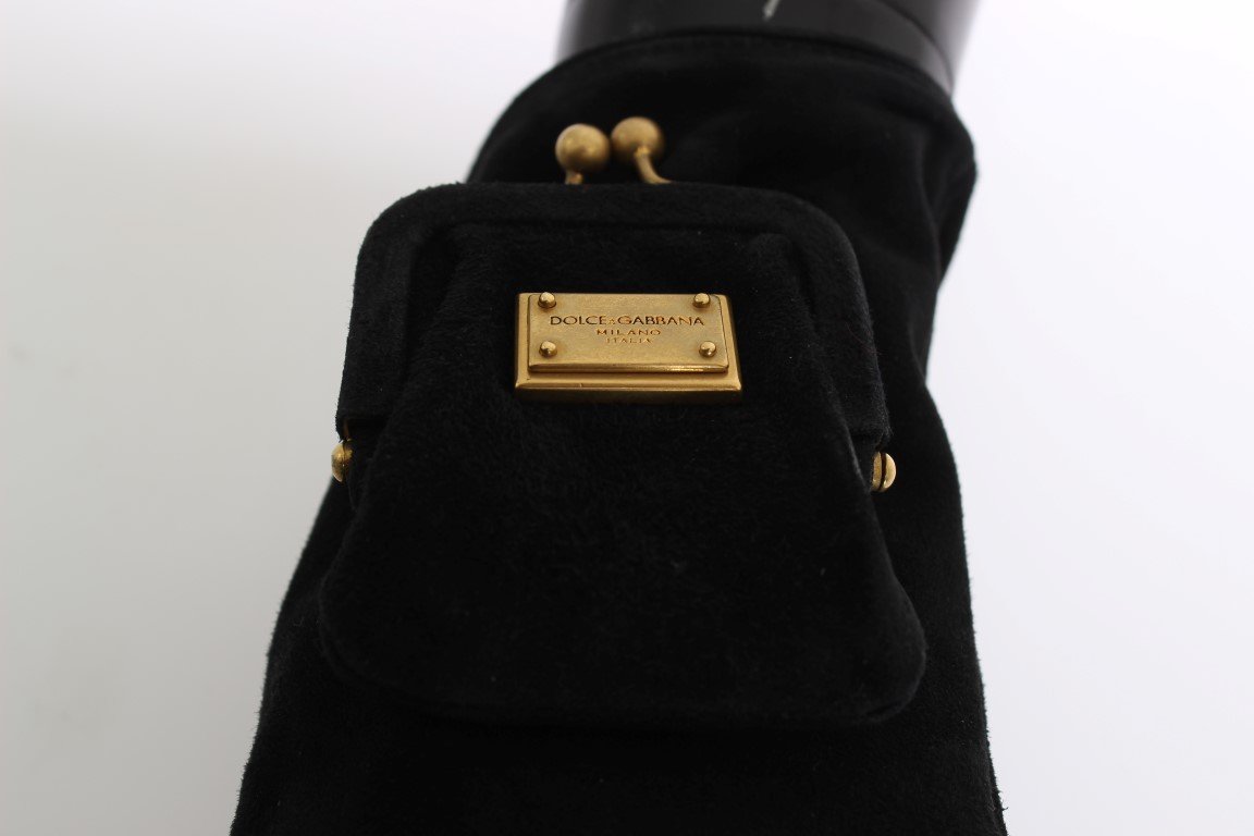 Black Leather Fingerless Gloves