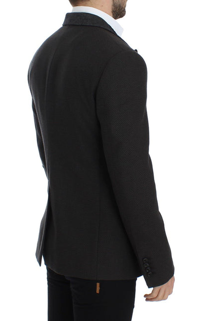 Brown wool slim fit blazer