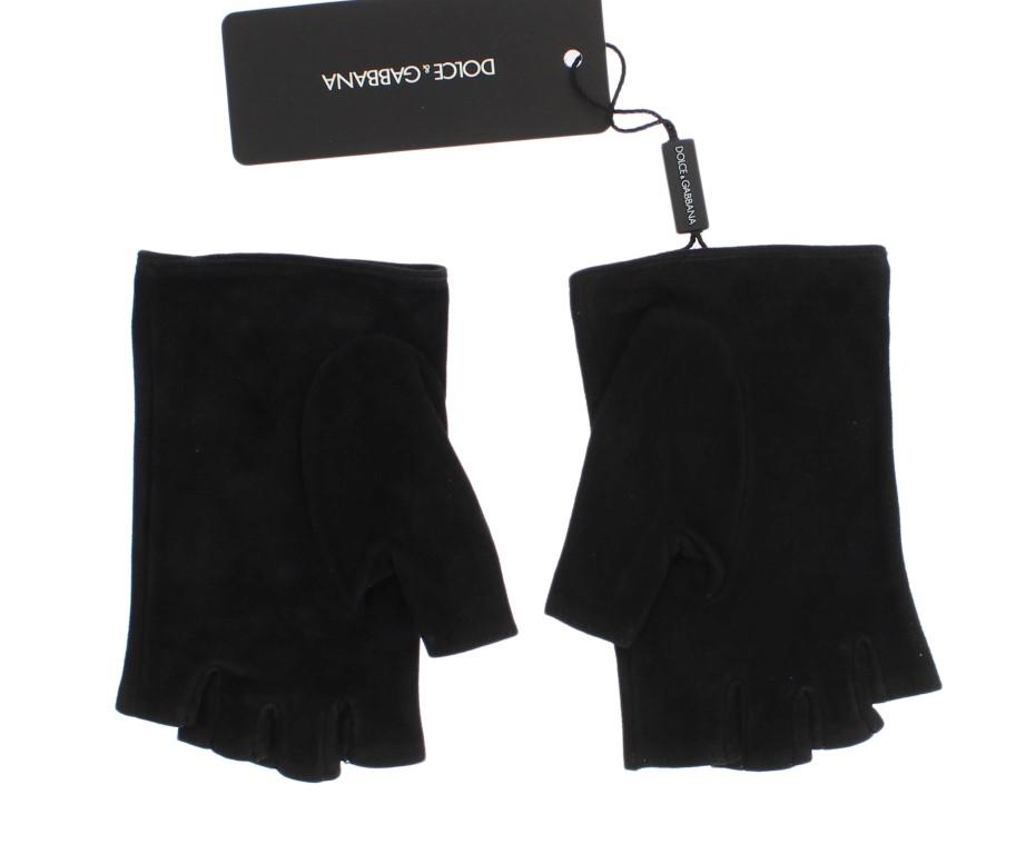 Black Leather Fingerless Gloves