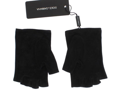 Black Leather Fingerless Gloves