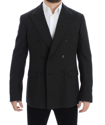 Brown wool slim fit blazer