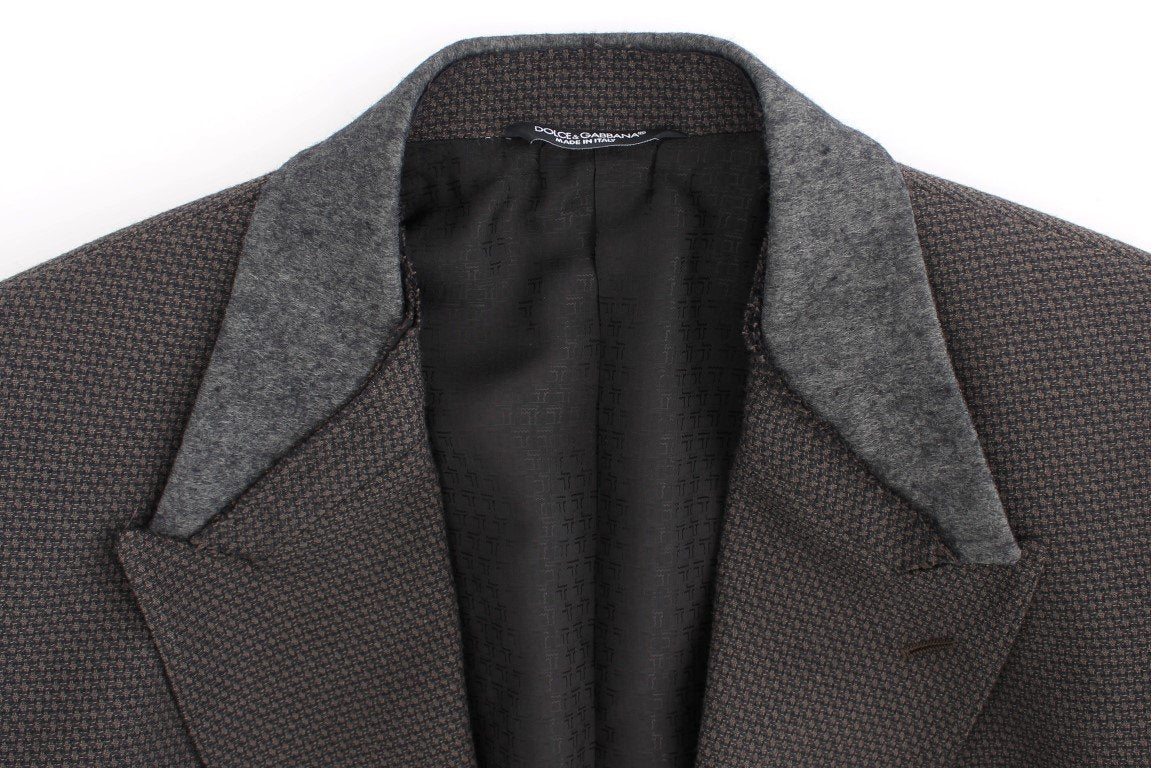Brown wool slim fit blazer