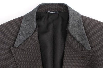 Brown wool slim fit blazer
