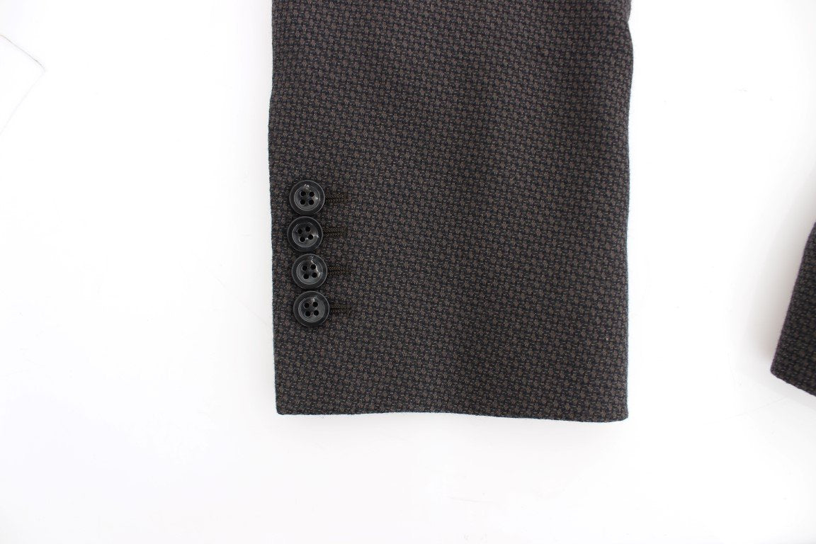 Brown wool slim fit blazer