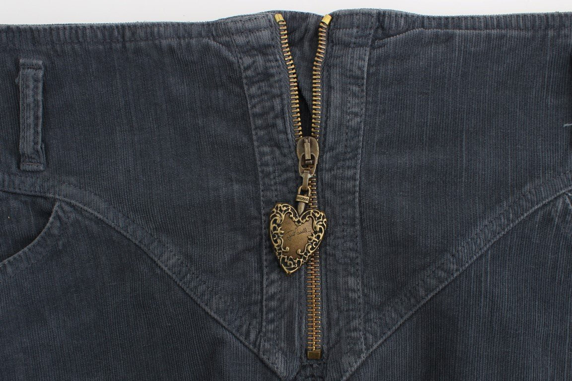 Blue corduroy mini skirt