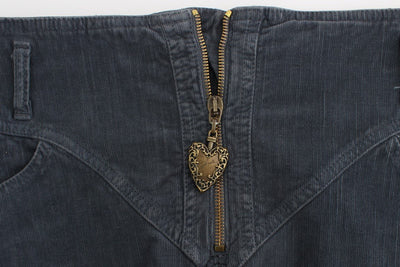 Blue corduroy mini skirt