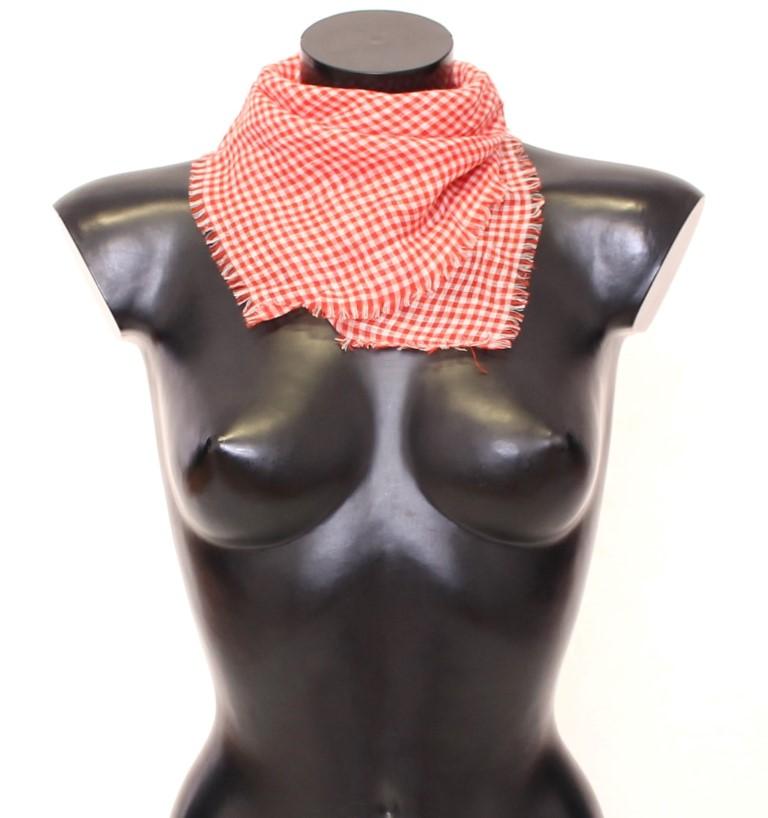 Red White Pattern Linen Scarf