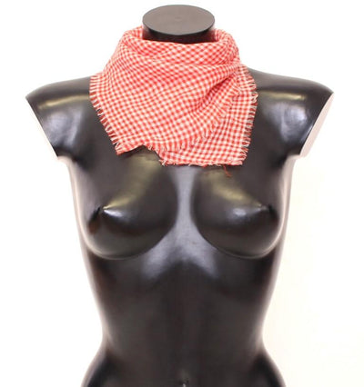 Red White Pattern Linen Scarf