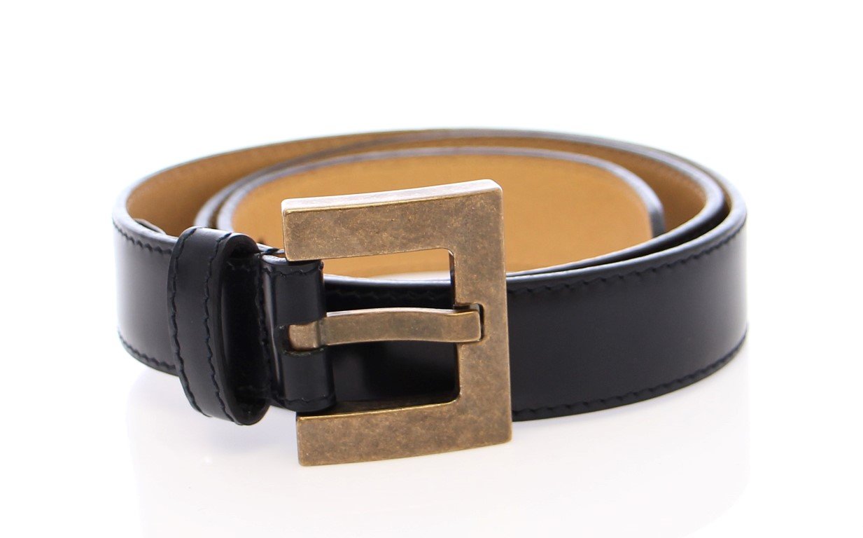 Black Leather Logo Belt