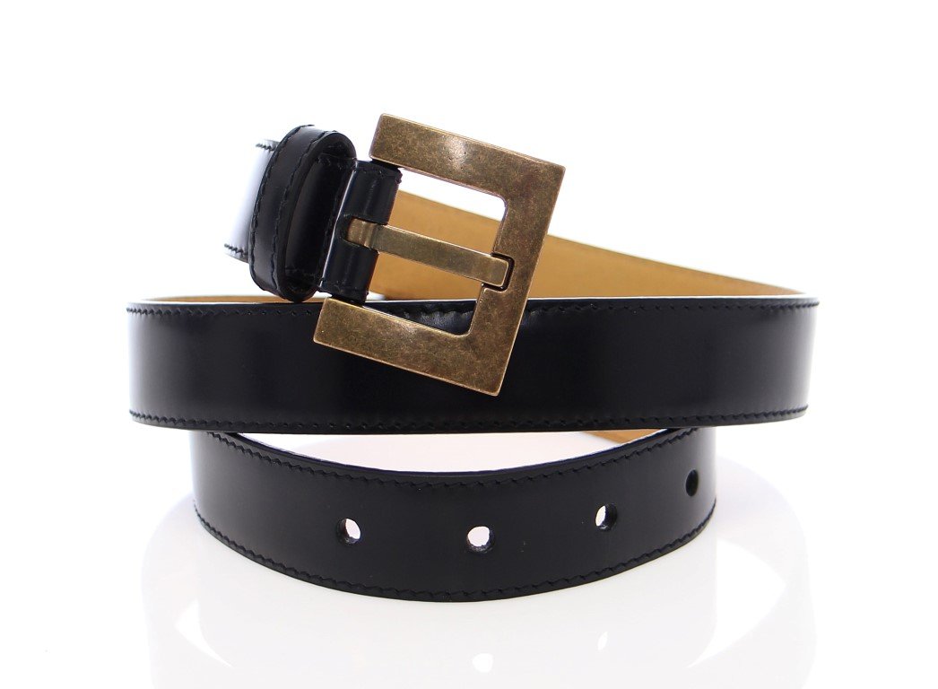 Black Leather Logo Belt