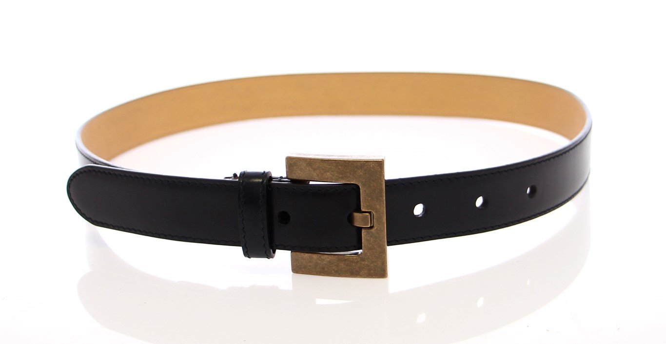 Black Leather Logo Belt