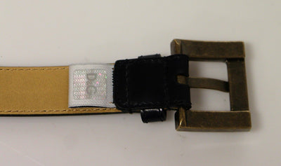 Black Leather Logo Belt