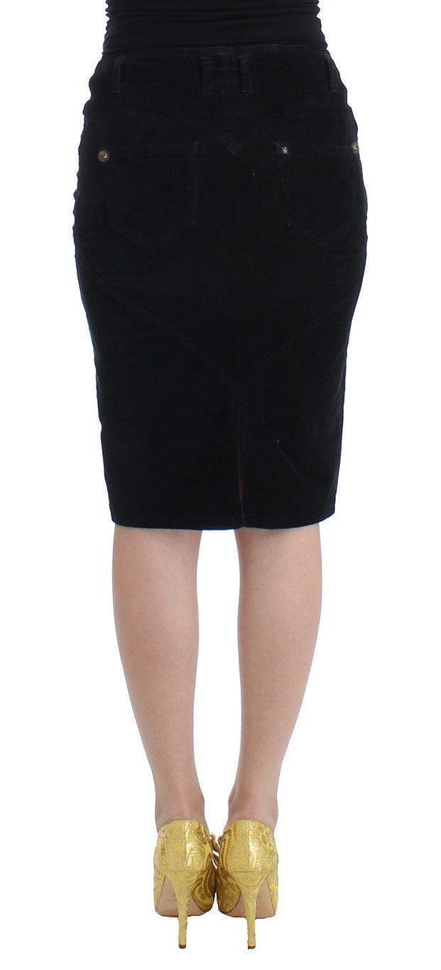 Black corduroy pencil skirt