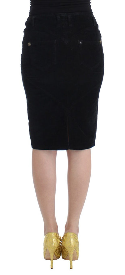 Black corduroy pencil skirt