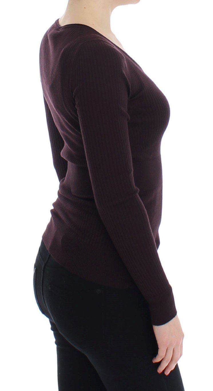 Purple Cashmere Henley Sweater Pullover