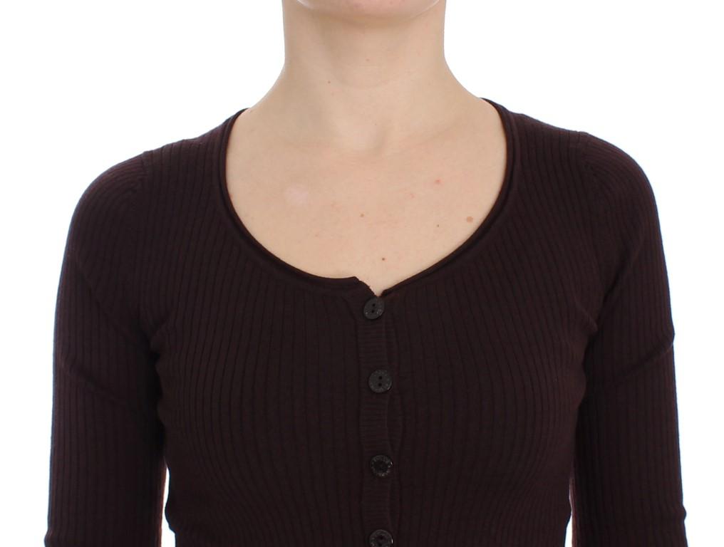 Purple Cashmere Henley Sweater Pullover