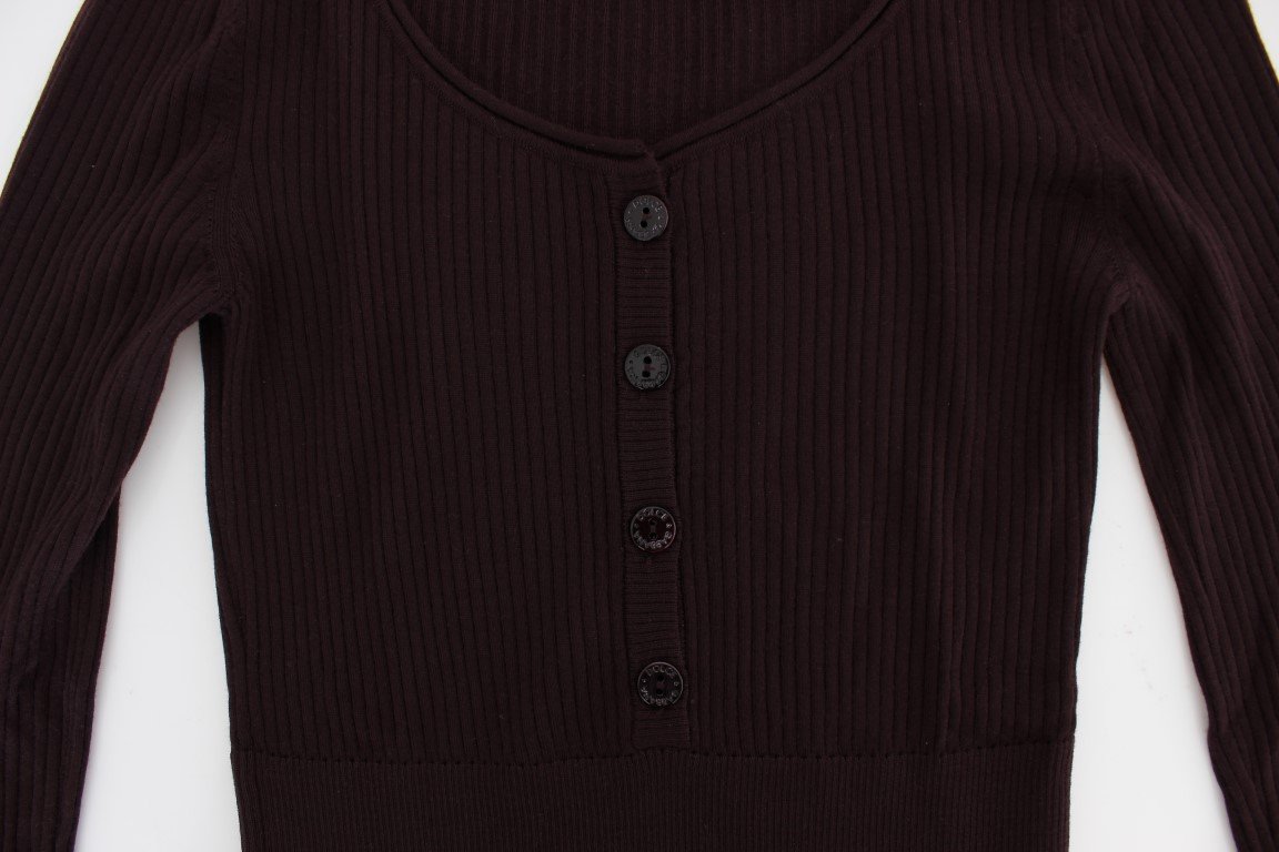 Purple Cashmere Henley Sweater Pullover