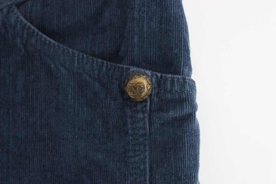 Blue corduroy pencil skirt