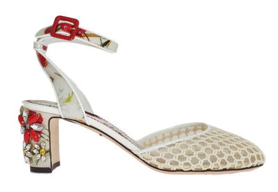 Floral Crystal Leather Slingbacks