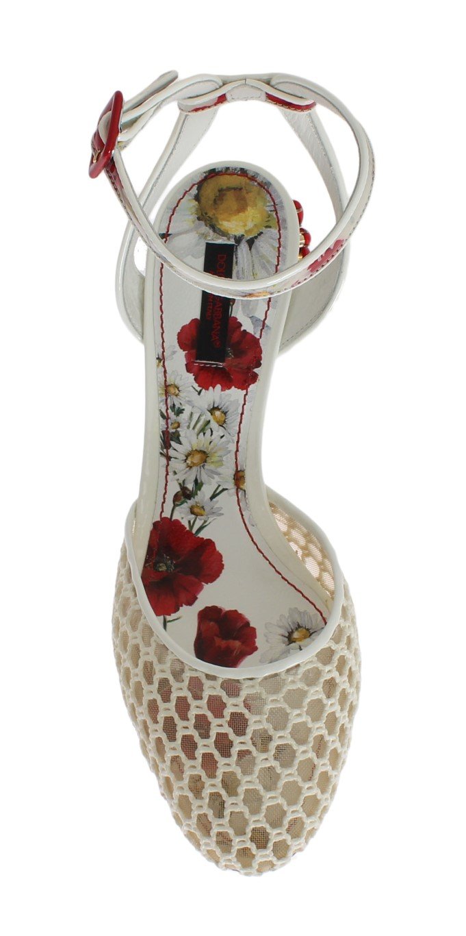 Floral Crystal Leather Slingbacks