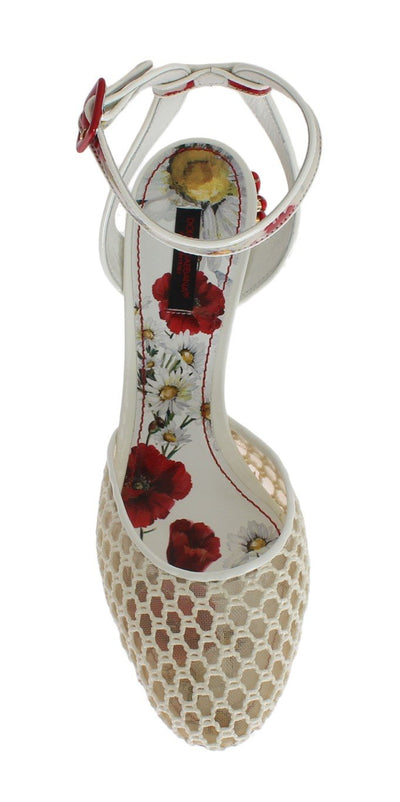 Floral Crystal Leather Slingbacks