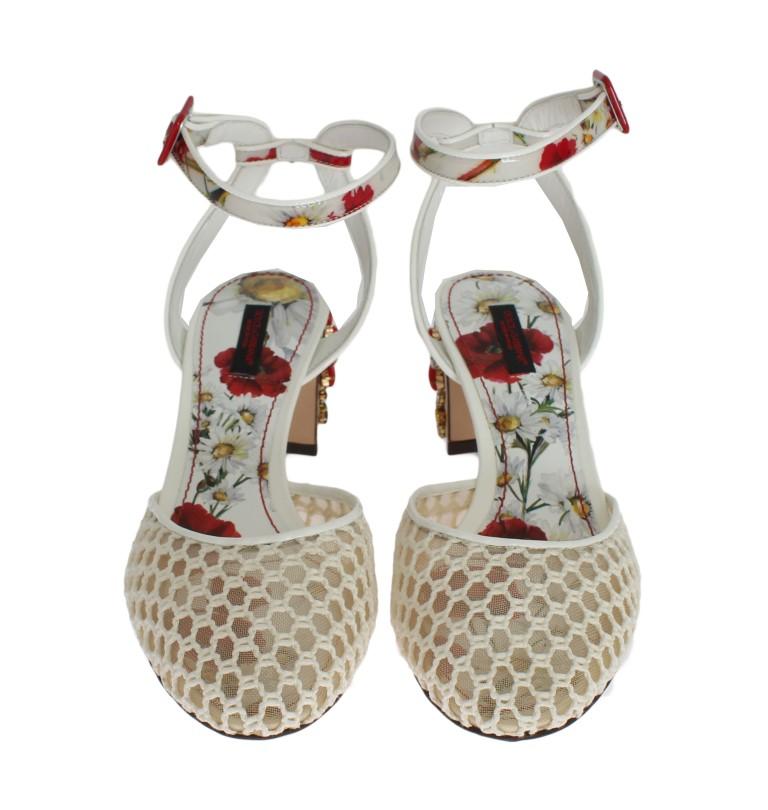Floral Crystal Leather Slingbacks