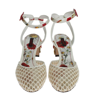 Floral Crystal Leather Slingbacks
