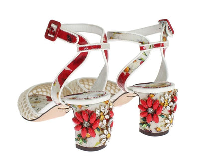 Floral Crystal Leather Slingbacks